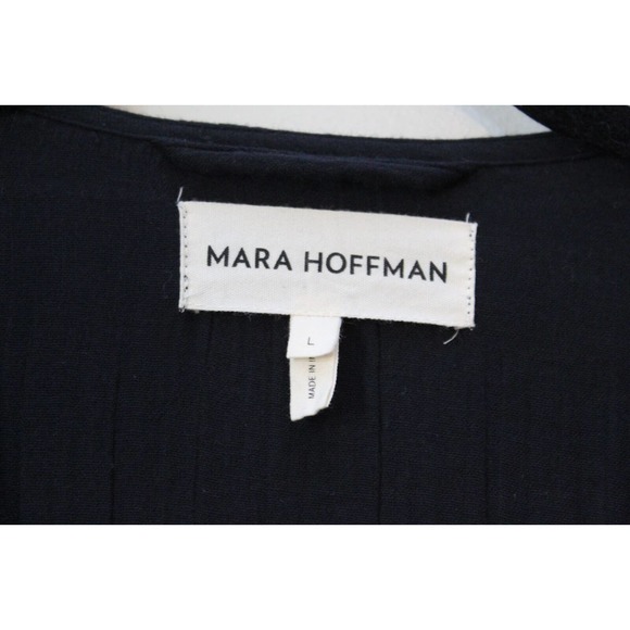 Mara Hoffman Blair Deep V-neck Long Sleeve Maxi Coverup Dress Black Large H14113 - Picture 9 of 16